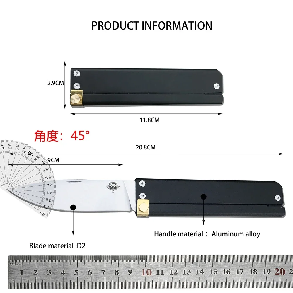 ATROPOS Trapper Flipper Folding Knife D2 Blade Aluminium Alloy Handle Outdoor Tactical Survival Camping Hunting EDC Knives