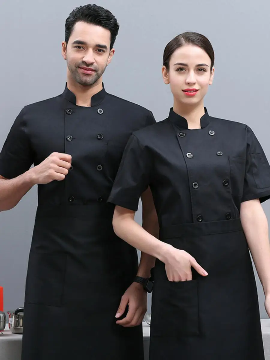 

Pure White Double Button Hotel Chef's orm ort Sve Breathable Thin Summer Workwear for Western Restaurant And Bakery