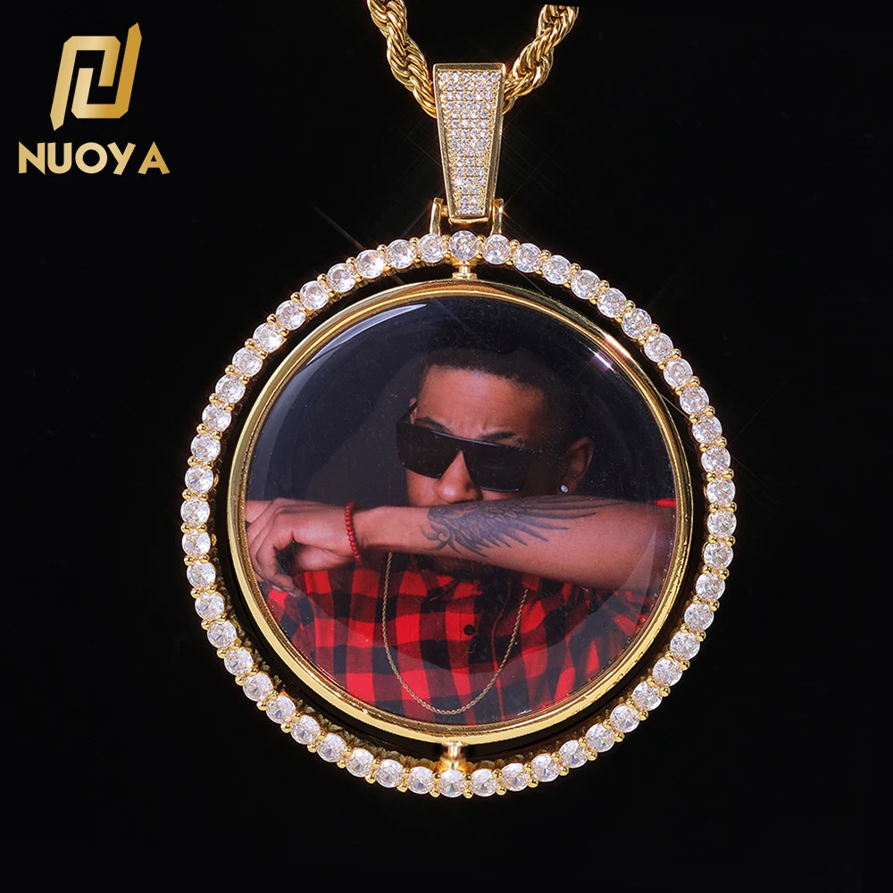 2026 New Men Jewelry Custom Photo Personalized Photo Frame Commemorative Circular Medal Sparkling Zircon Gift