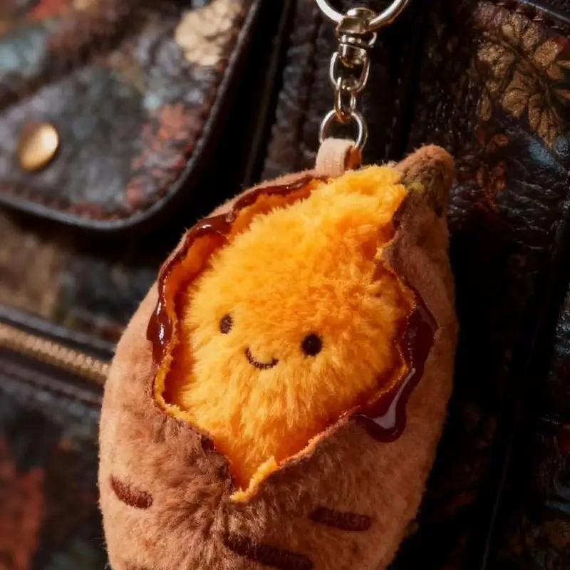 Lindo llavero de juguete de peluche de patata dulce asada para niñas regalo de invierno para niños bolsa de decoración de corazón colgante Animal relleno suave