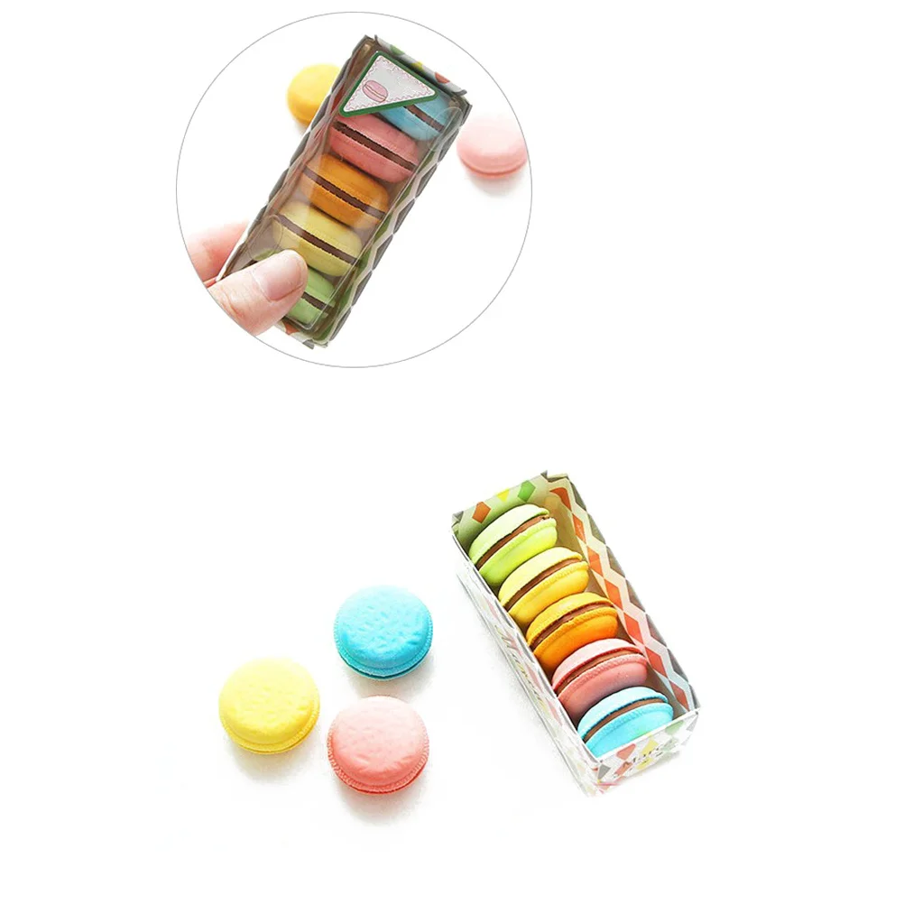 

5Pcs Macaron Sandwich Biscuit Erasers Creative Cartoon Stationery Classroom Rewards School Supplies for Students Novelty