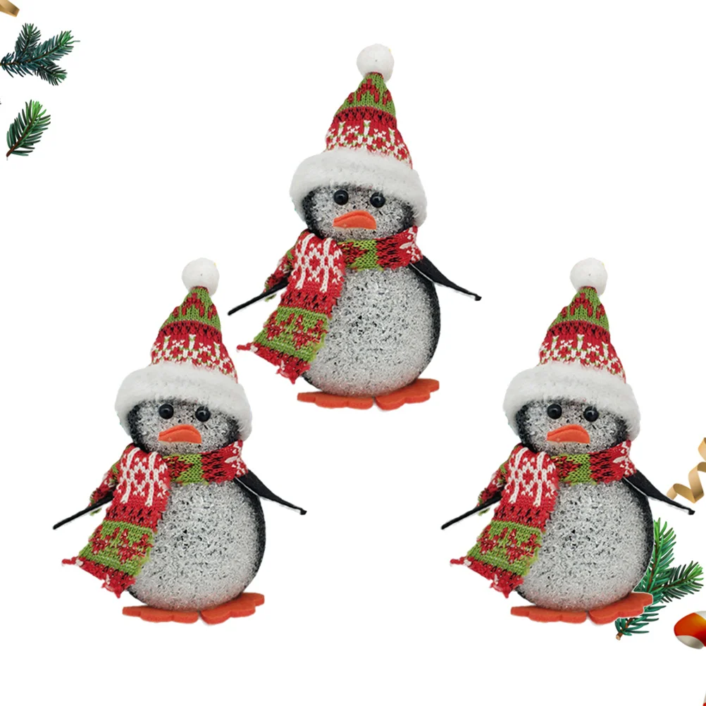 3 قطعة مصباح البطريق عيد الميلاد الملونة LED ضوء الليل لعرض ديكور المنزل لينة توهج هدية البطريق ضوء الليل