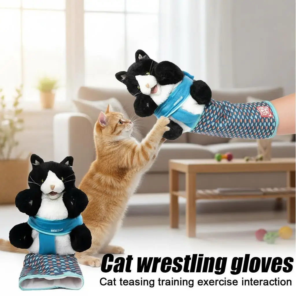 

Перчатки для борьбы с изображением кошки, кукла для борьбы с кошками, милые интерактивные стимуляционные боксерские перчатки для кошек, кукла для игр, кукла для развлечений