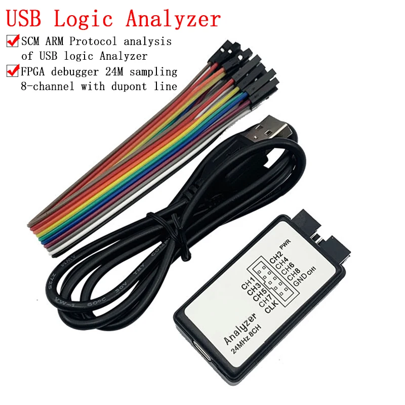 XCW USB Logic Analyzer 24MHz 8 Channel 24M/seconds Logic Analyzer Debugger For ARM FPGA Logic Analyzer Logic 24M 8CH 1-5PCS