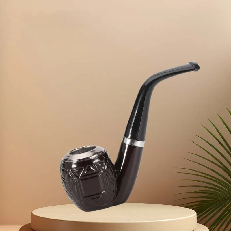 Durable Resin Imitation Solid Wood Pipe Classic Bent Smoking Tobacco Filter Pipe Potable Handheld Tobacco Cigarette Pipes Gifts