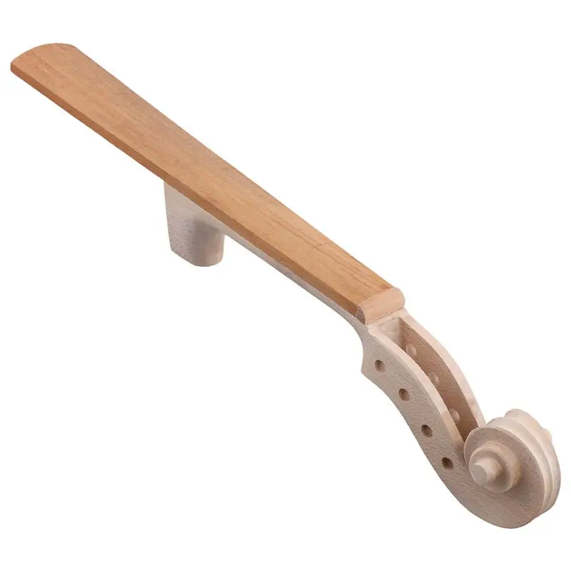 AEF5-Unfinished Flames Violin Neck Headstock Scroll 4/4 Unvarnished DIY Violin Head Peg Box