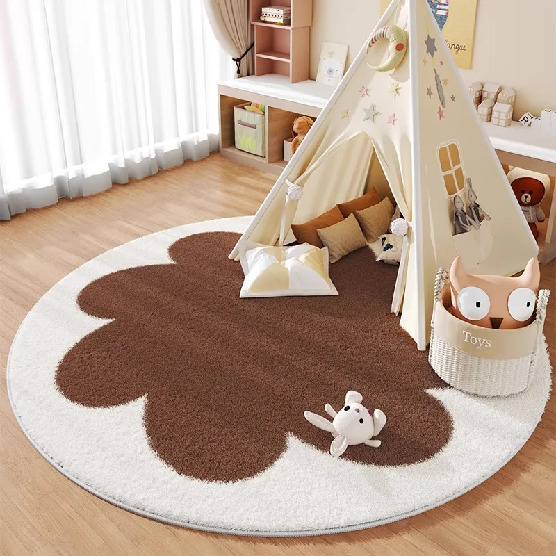 Tappeto rotondo Tappeto per camera da letto Soggiorno Tappeto morbido antiscivolo Camera da letto Comodo tappetino Decorazione per la casa Imitazione cashmere