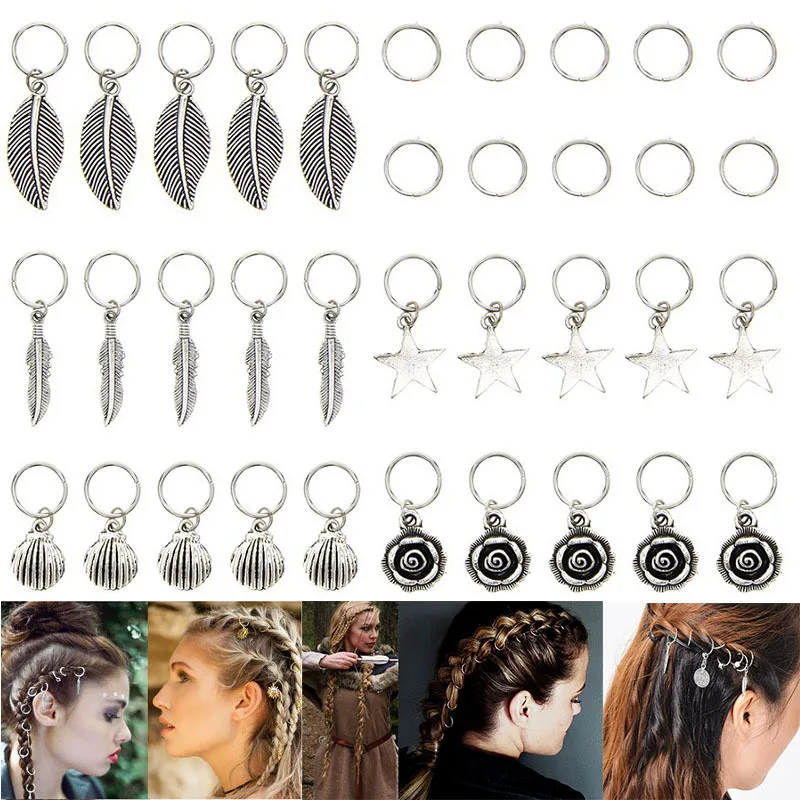 

Dreadlock Hair Ring Clip Casual Metal Round Clasp Small Braid Headwear Leaf Star Hair Decoration DIY Hair Clip