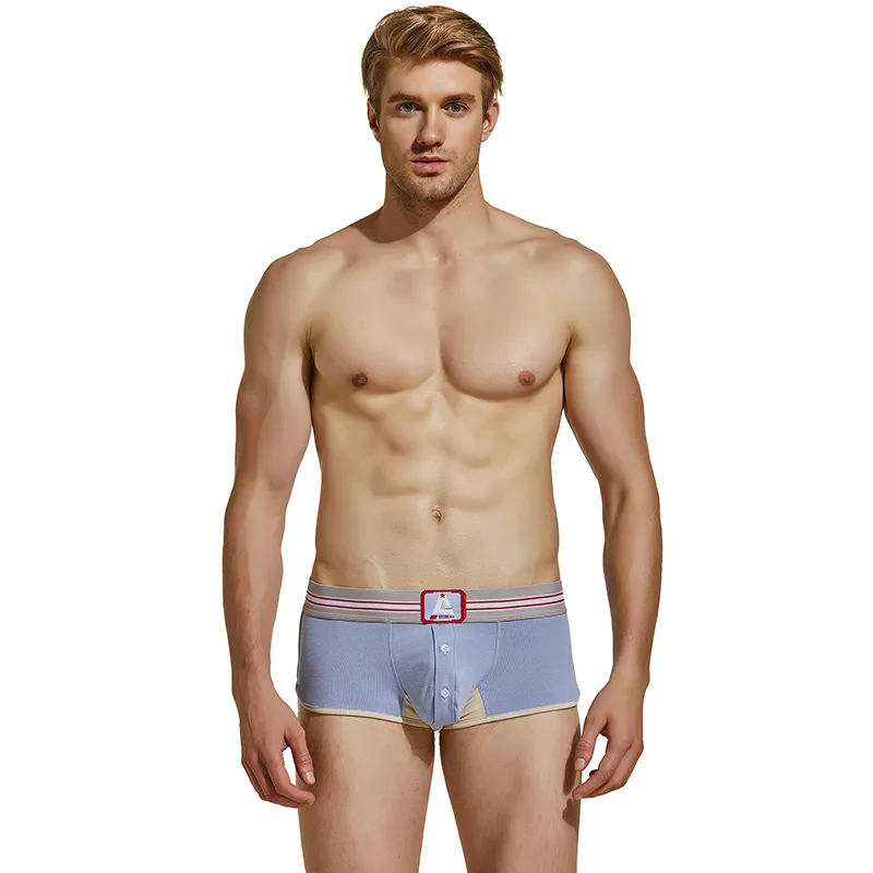 

Men's Underwear Sexy Simple Basic Bottom Pants Button Boxer Briefs