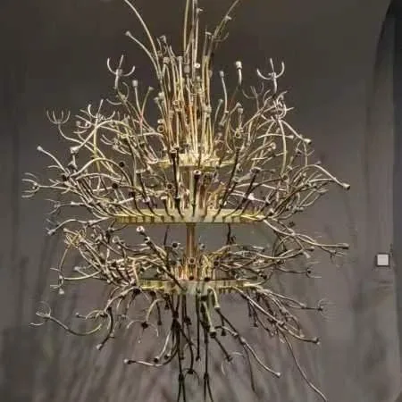 Modern luxury hotel, villa lobby floor lamp tree branch glass with LED light source non-standard project