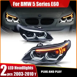2pcs Car LED Headlights for BMW 5series E60 Head Lamps 2003-2010 523i 530i Angel Eye LED Headlight DRL Hid Bi Xenon  Accessories