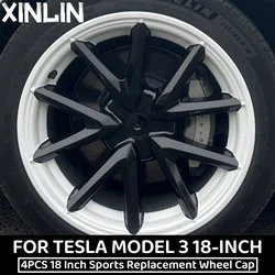 4PCS Wheel Caps 18 Inch HubCap Automobile Performance Replacement Hub Cap Full Rim Cover For Tesla Model 3 2020-2023 Accessories