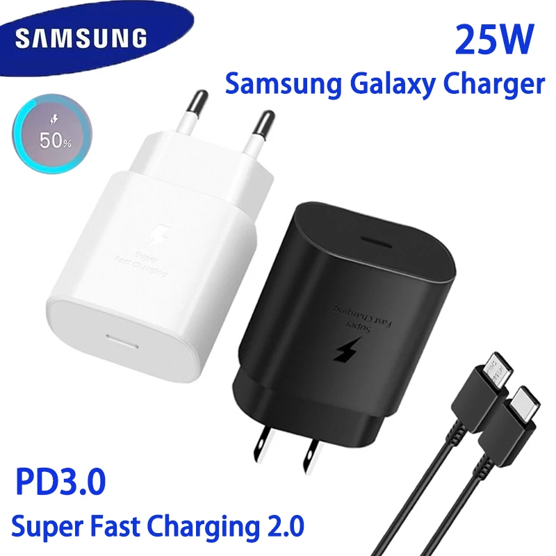 Samsung 25w Charger S24 S23 FE Super Fast Charging Adapter Usb Type C PD PPS Galaxy S22 S21 A55 A54 A35 Note 20 Z Flip 6 Fold6