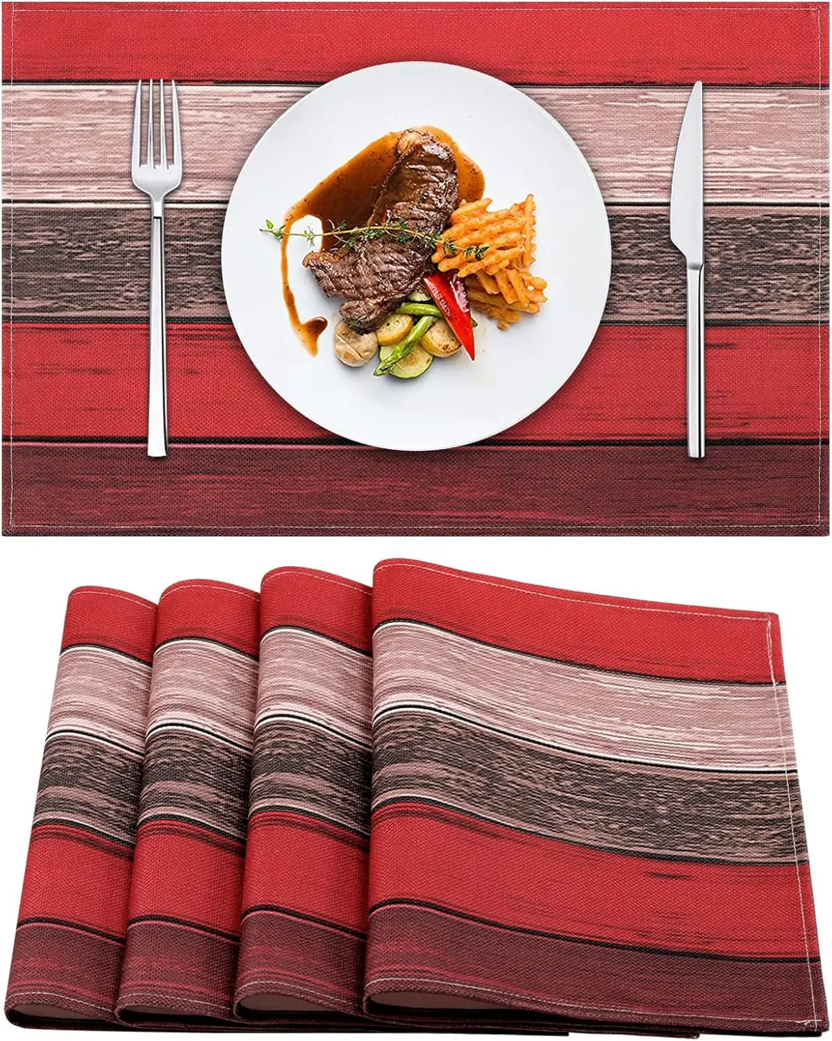 

2pc Modern Red Table Set Brown Table Sets In Linen Painting Abstrate Art Painting Strikes Colorful Table Sets For Kitchen