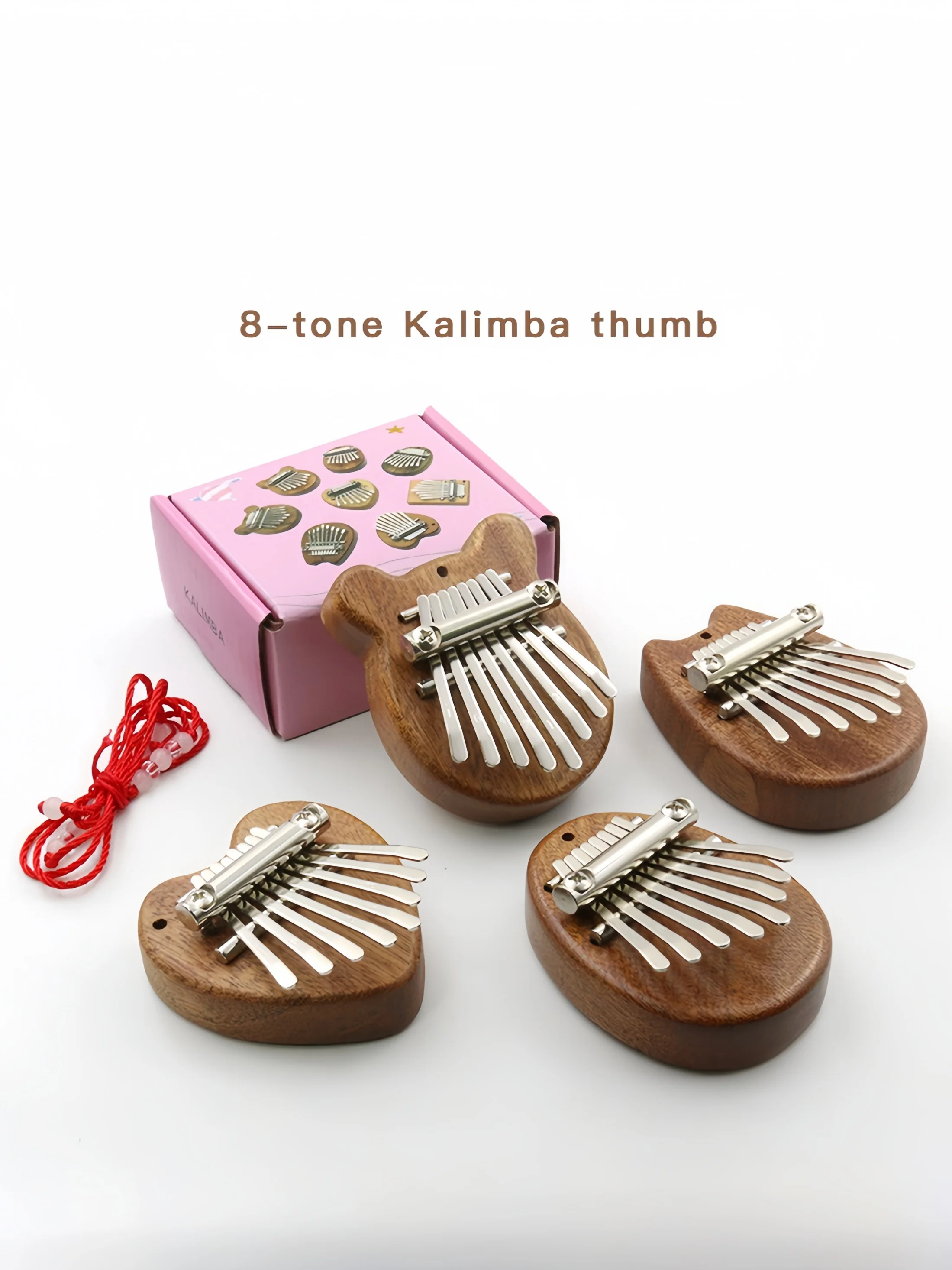 A High-Quality Eight-Note Mini Kalimba: Finger Piano, Suitable for Parties and Gifts, Portable for Playing Anytime, Comes in a Cardboard Box, with a Red String, Can Be Used as a Necklace