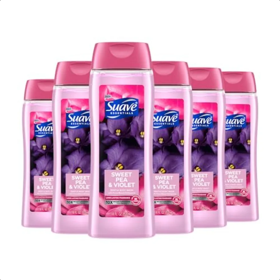 

Moisturizing Body Wash with Sweet Pea Violet and Vitamin E Extract No Parabens No Phtahaltes 18 Fl Oz Pack of 6
