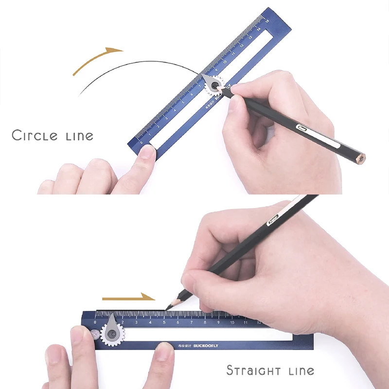 Compass Ruler Multifunctional Drawing Circle Tool 2in1 Compasses Drawing Ruler Geometric Drawing Tool for School Office Home