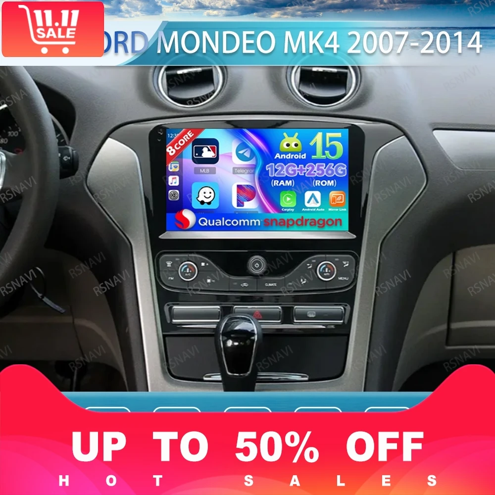 

Android 15 Car Radio For Ford Mondeo MK4 2007-2014 Multimedia DSP 5G WIFI Wireless Carplay Auto Stereo Navigation GPS 4G LTE BT