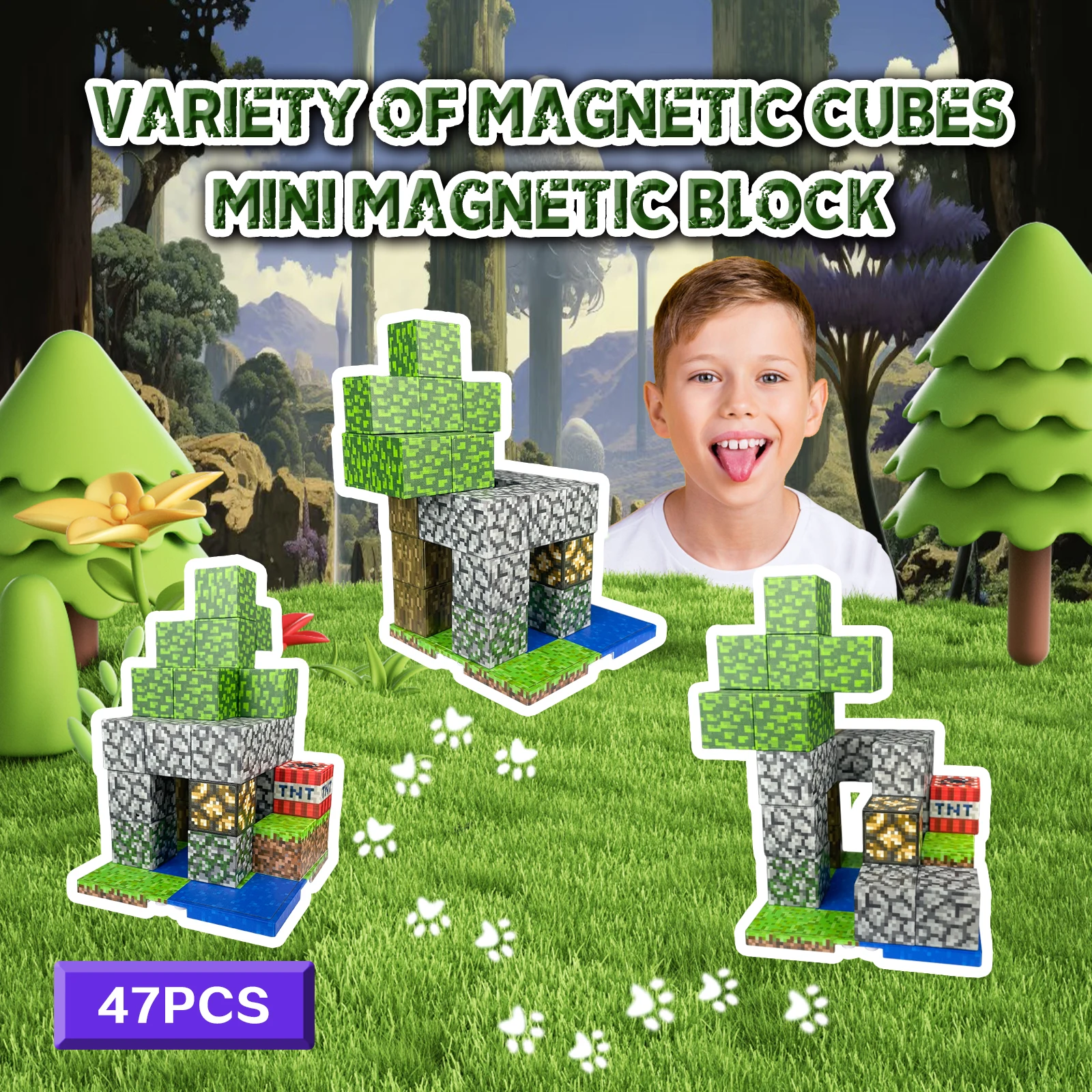 Magnetyczna płyta bazowa z wieloma płytkami bazowymi pasującymi do moich magnetycznych klocków konstrukcyjnych DIY dla dzieci.