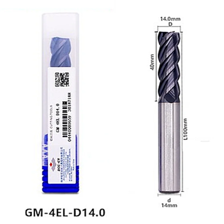 

GM-4EL-D14.0 ZCC.CT GM-4EL Four blade long blade flat end milling cutter D14.0*14*40*100 4T Flat end mills 4 Flute Flat End Mill