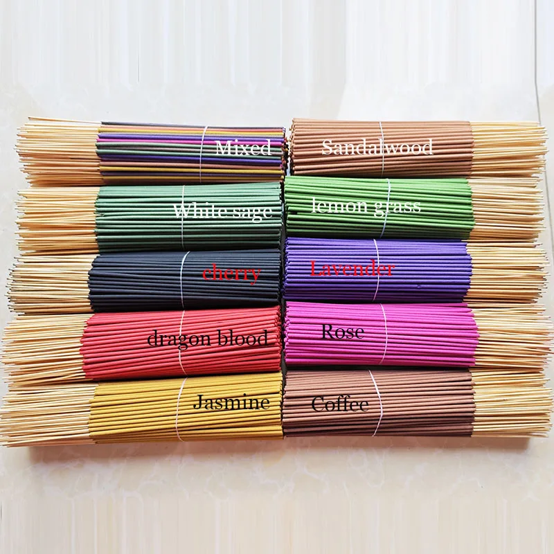 1000pcs/lot Bulk Sale Natural Incense Sticks White Sage Sandalwood 22cm Lemon Grass Drove Mosquitoes Joss Sticks Lavender