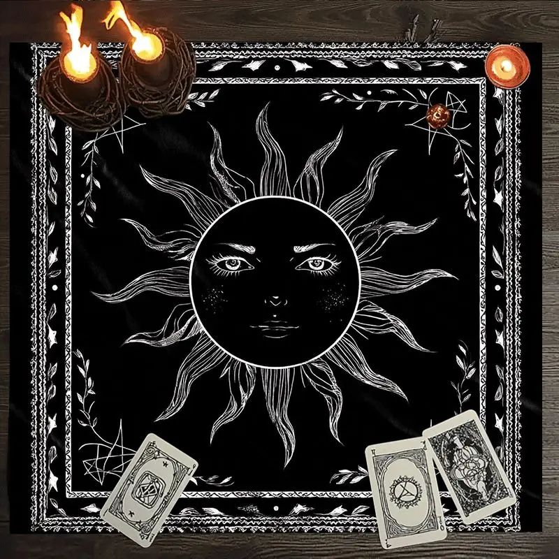 Mystic Sun Goddess Tarot Cloth Table Runner Bohemian Witchy Aesthetic Decor Boho Spiritual Alt Altar Background
