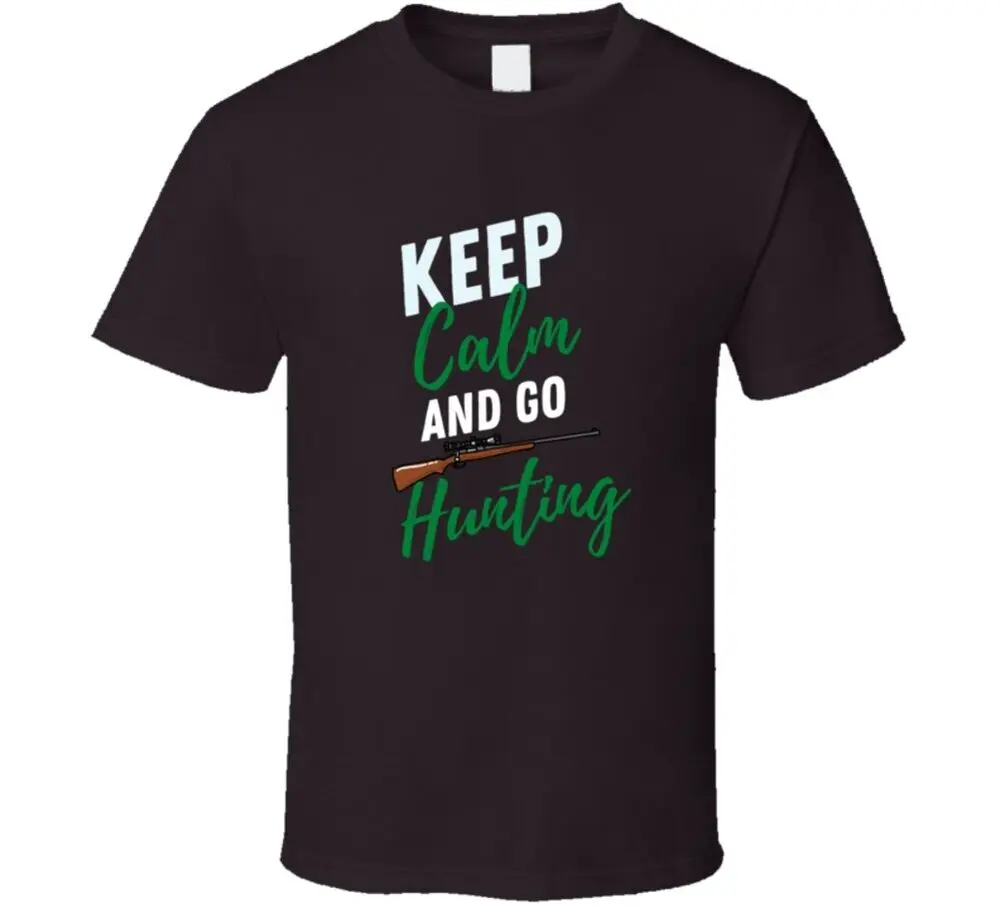 Funny Hunting Keep Calm Shirt Saying, Rifle Deer Hunters Gift T ShirtHigh Quality 100%Cotton Short Sleeve