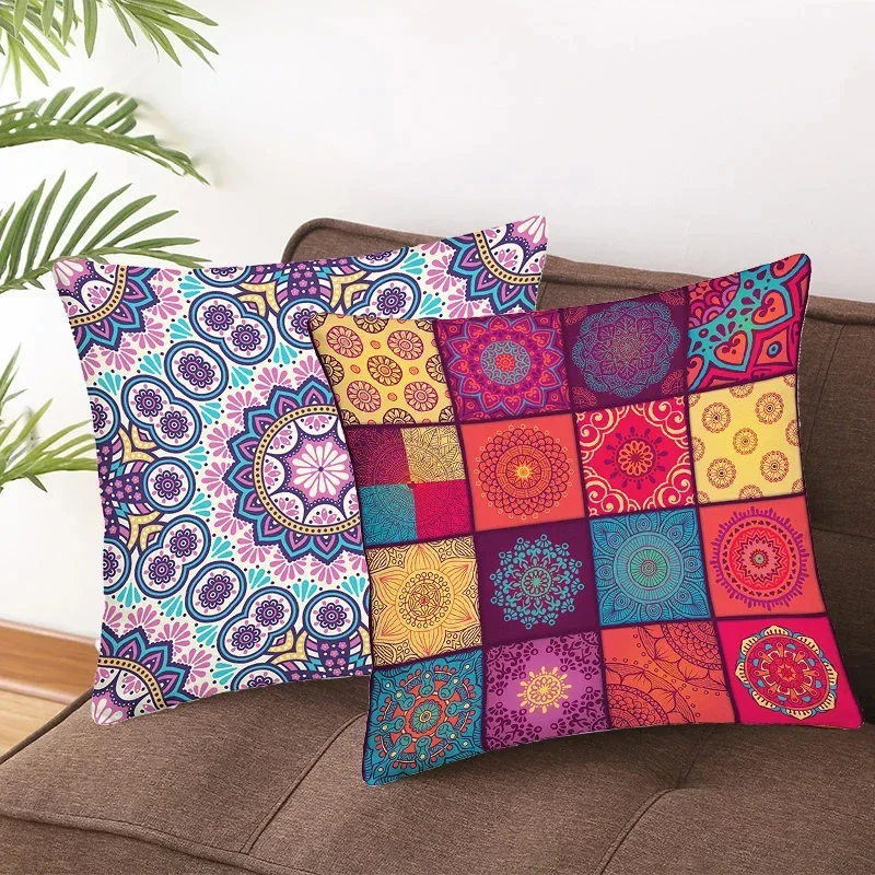 Mandala Pillowcase Decor Sofa BedDecorative Car Cushion Cover Boho Style  Pillow Covers Decorative 35x35cm45x45cm Single Sided