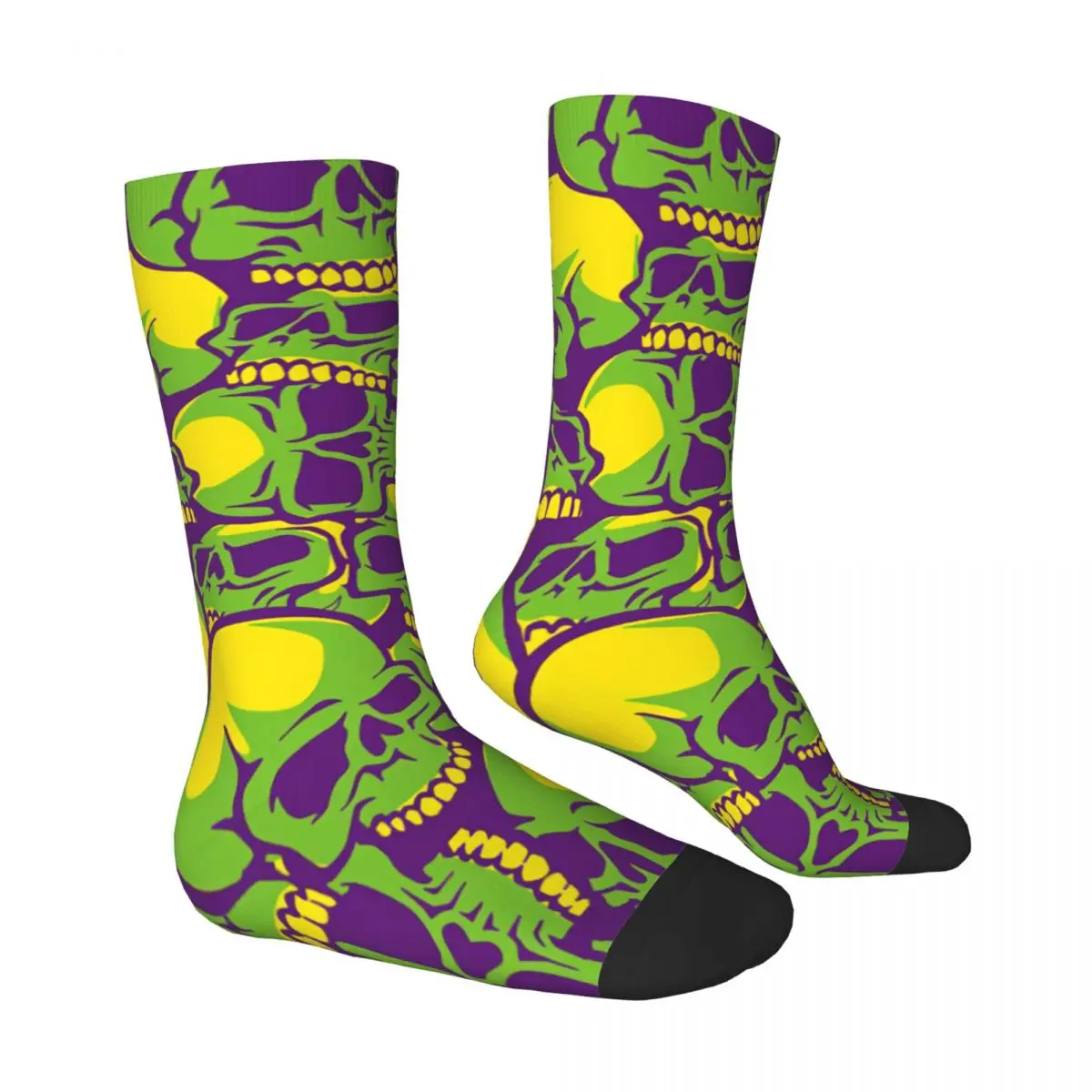 Green Purple Skull Socks Travel 3D Print Boy Girls Mid-calf Sock