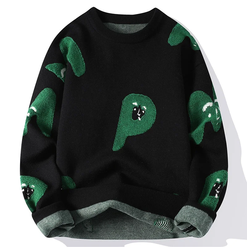 

GIOIOM женский вязаный свитер, осенне-зимний новый высококачественный свободный повседневный пуловер с круглым вырезом и защитой от катышков, мужская одежда