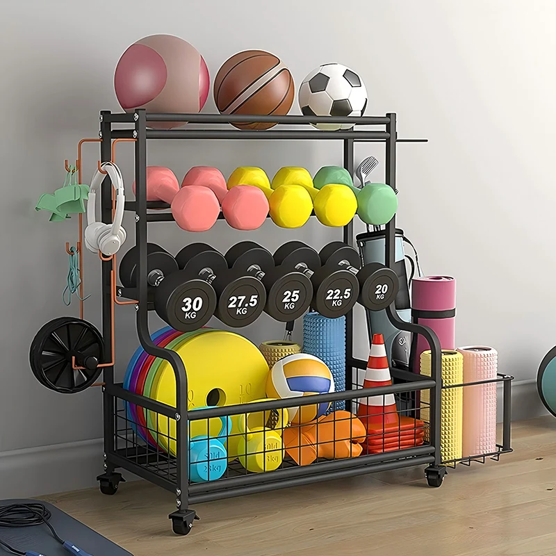 Gym storage rack Home gym weightlifting storage rack, sports equipment organization, training organizer, basketball storage rack