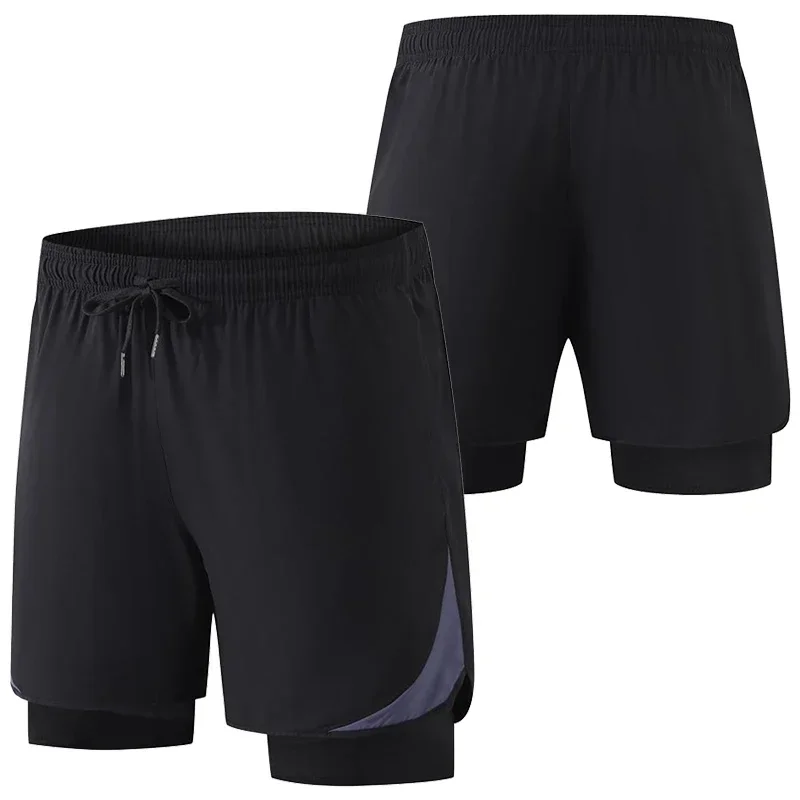 Pantalones de entrenamiento de Kickboxing 2 en 1 para hombre, bañadores, pantalones de gimnasio, mallas deportivas para correr, culturismo, pantalones cortos de compresión de secado rápido