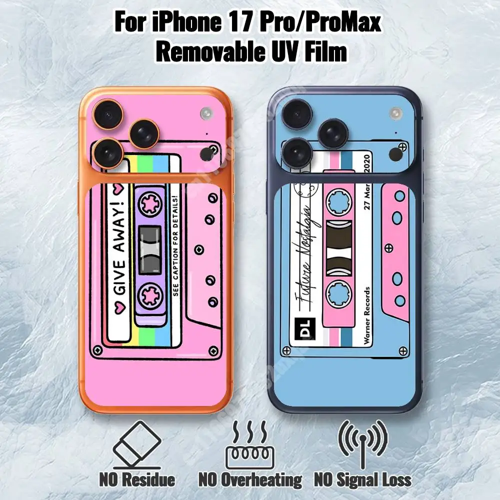 

Retro Y2K Radio Cassette Tape Removable UV Film for iPhone 17 Pro 17 ProMax Back Cover