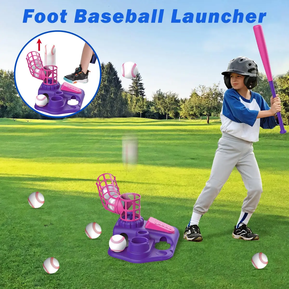 VATOS Hang T Ball Sets-3 IN 1 مجموعات ألعاب الكرة المدرسية مع الثابتة والطرد البيسبول الضرب المحملة ارتفاع قابل للتعديل المحملة هدايا للأطفال