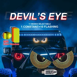2Pcs Car LED Decorative Light Devil's Eye Rear Warning Light Red Devil Eye Atmosphere Light Auto Decoration Accessories