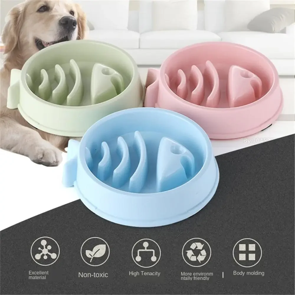 Pet Slow Eating Feeder Fish Bone Shape Dog Bowl Dog Feeding Food Bowls Bloat Stop Healthy Interactive Puppy Food Plate Dishes