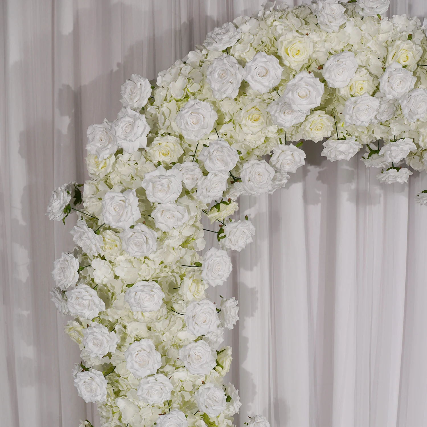 Uflower Luxury 5D White Rose Wedding Background Hydrangea Floral Arrangement Love Heart Arch Flower Wall Party Event Flower Row