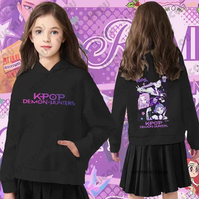 

2025 Movie KPop Demon Hunters Print Children Hoodies Autumn Winter Fashion Long Sleeve Sweatshirt Casual Kids/Adult Y2K Tops