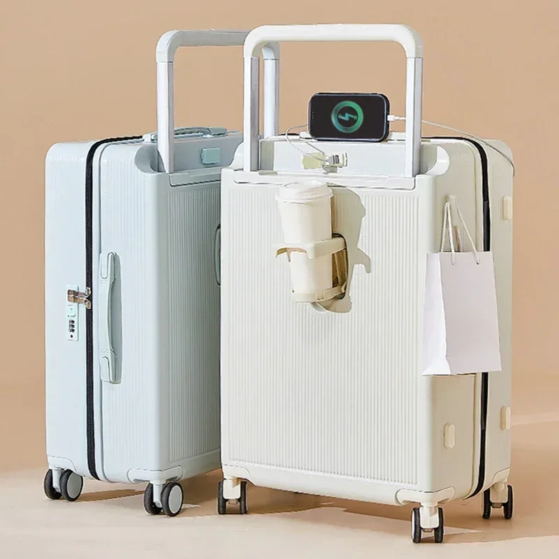 Wide Suitcase Black 26 Inch PC Trunk Ladies Thickened Trolley Case Multifunctional Password Boarding Box Rolling Luggage