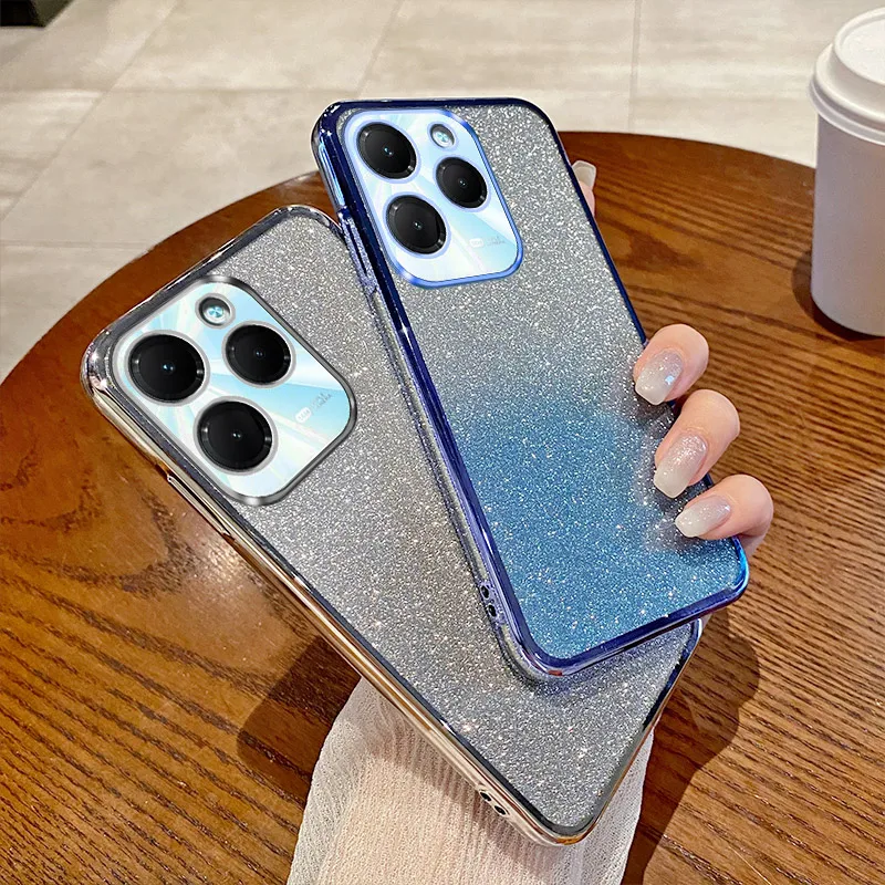 For Infinix Hot 40 Pro Case Infinix Hot 40 Phone Case X6836 X6837 case Luxury Gradient Glitter Plating Silicone Back Cover Funda