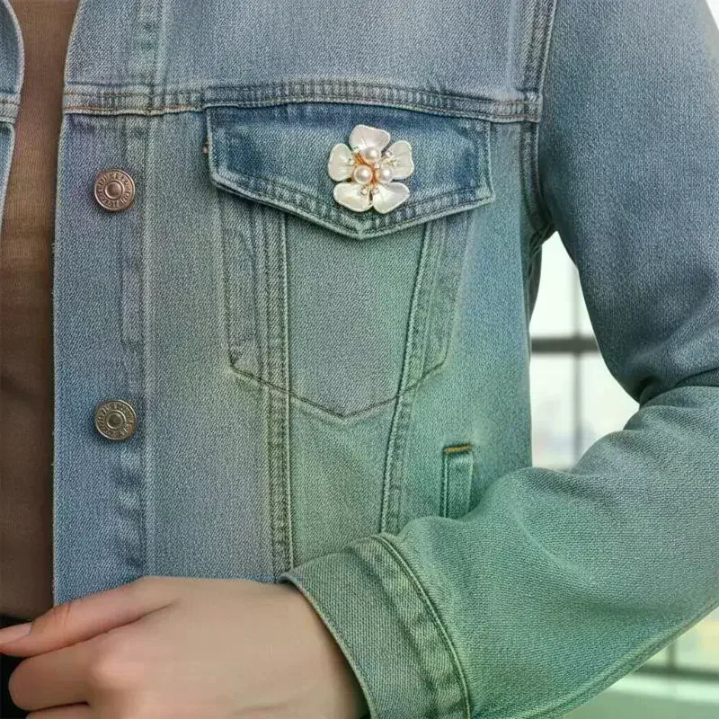 Floral Rhinestone Pearl Button Cover Clips 1/2/5Pcs Shiny Detachable Fashion Clothing Decor Accessory Gift for Women Girls