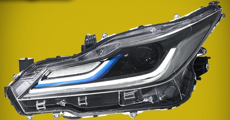 

headlight assembly modification Low rise with blue eyebrow LED lens daytime running light