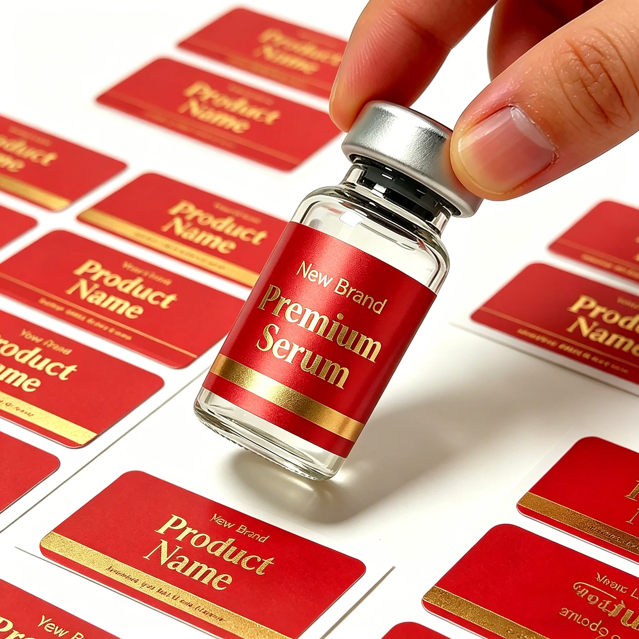 Premium Gold Foil Vinyl Labels,Strong Adhesive Stickers,3ml/5ml/10ml Vial Decals for Beauty Fitness view 4