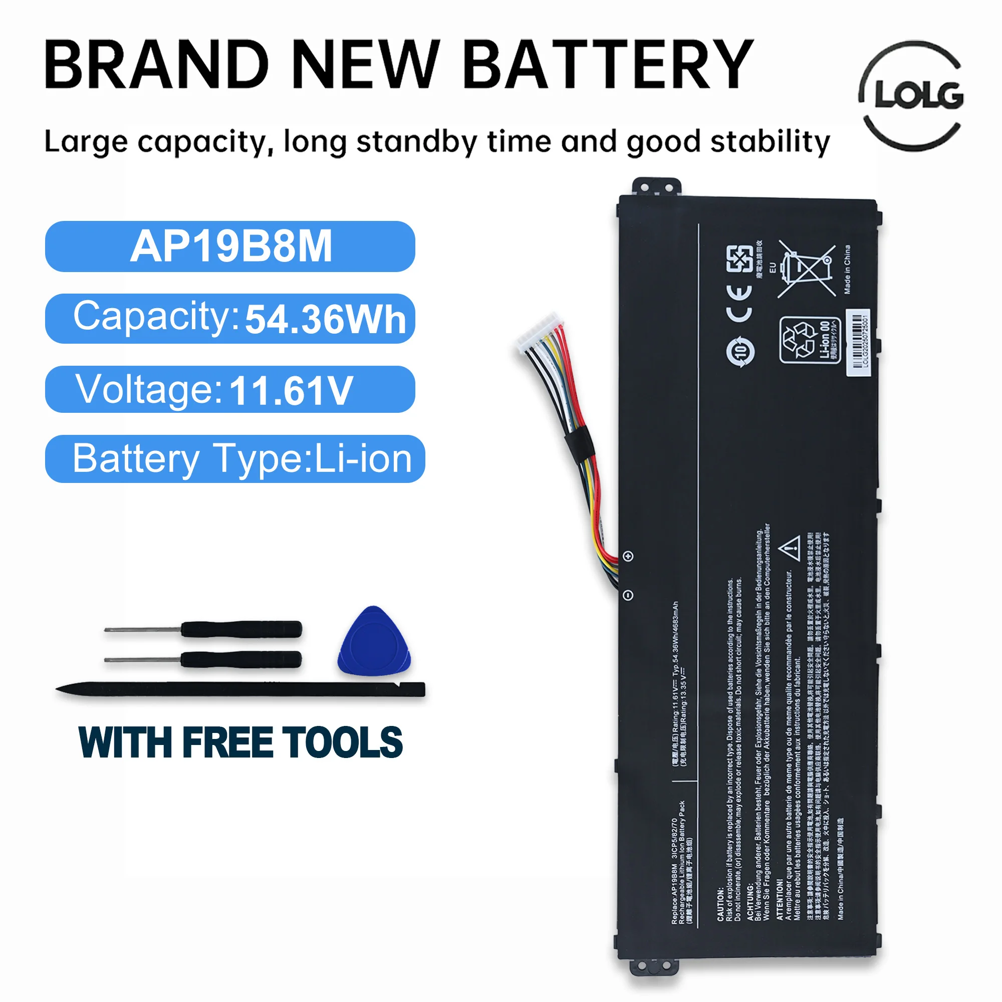 LOLG AP19B8M Battery For Acer N19H3 N20C12 SF313-53-59ZB SF314-511-54ZK SF314-59 TravelMate P4 TMP414-51 TMP414-51G P614P-52