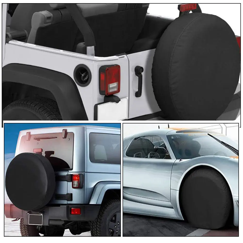 Rv Tire Cover Heavy Duty Thicken PVC Elastic Hem Sun Rain Protection Spare Tire Cover for Trailer Truck Rv Wheel Covers