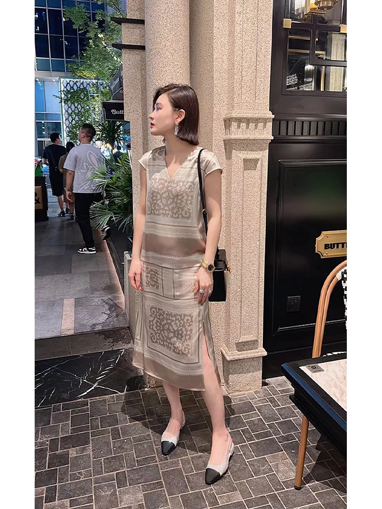 

Ele Acetate Paisley Totem Pattern Женское Dr Summer Long Sve V-ne H-pe Busin Casual Ele Dr