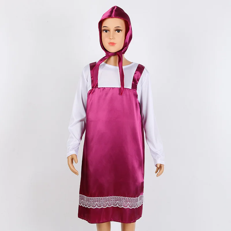 MMMaaasha 코스프레 애니메이션 의상 소녀 핑크 드레스 Tshirt 머리 스카프 코스프레 스커트 세트 카니발 드레스 파티 할로윈 여름