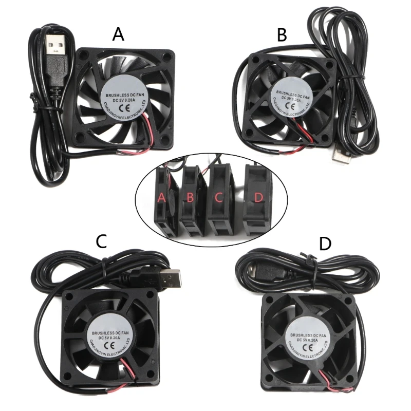 Ventiladores USB para ordenador, radiador de refrigeración de CPU, 5V, 2 pines, 4cm, 5cm, 6cm, 7cm, silencioso, 4500-5500RPM