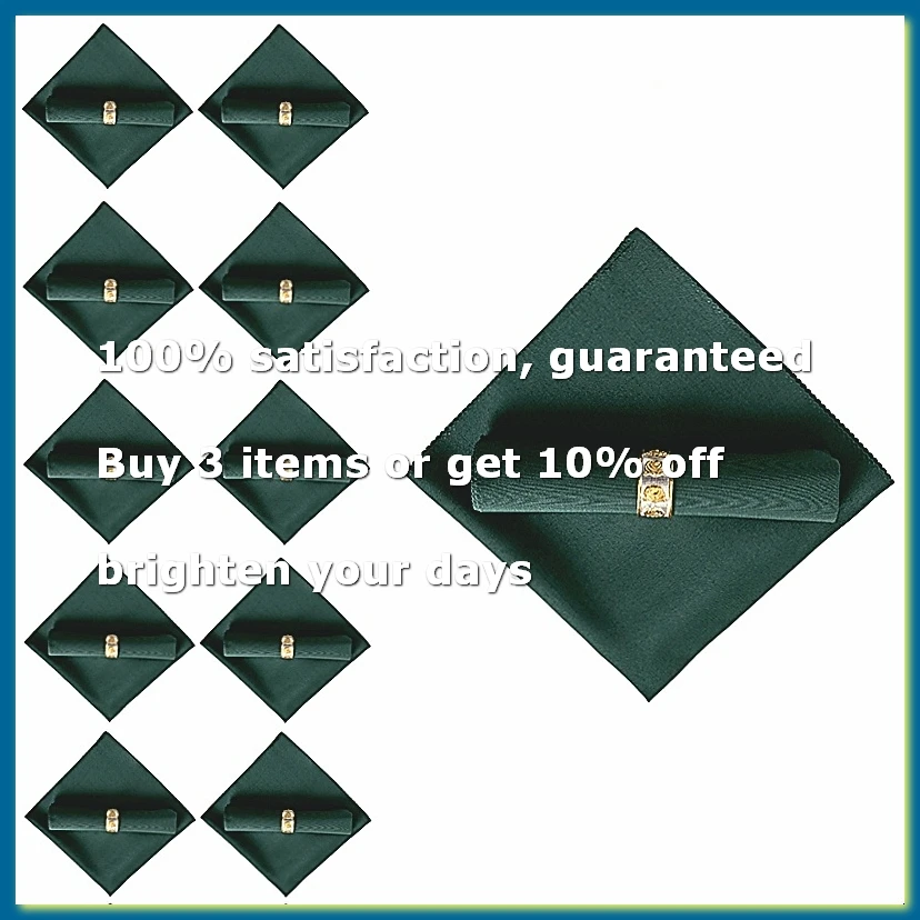 10Pcs 48X48cm Polyester Cloth Napkins for Restaurant Wedding Banquet Dinner , Dark Green