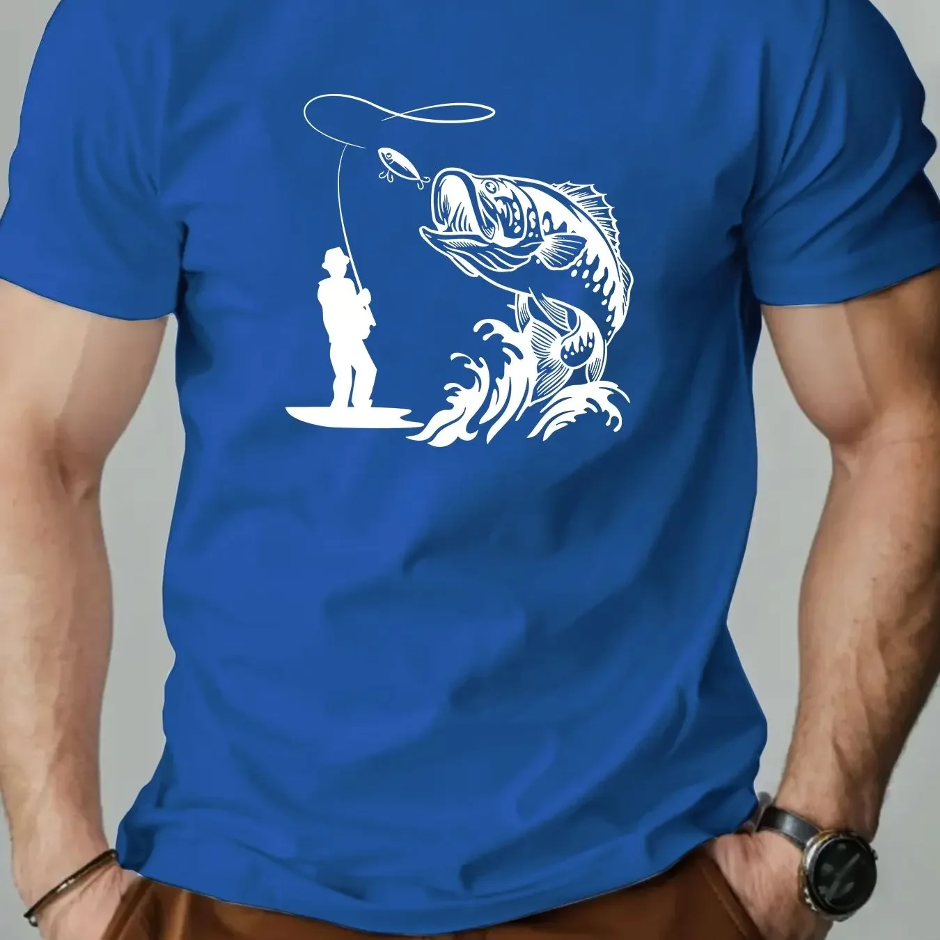 Bass Fishing Men's T-shirt Graphic Casual Cotton Short Sleeve Tops Summer Streetwear